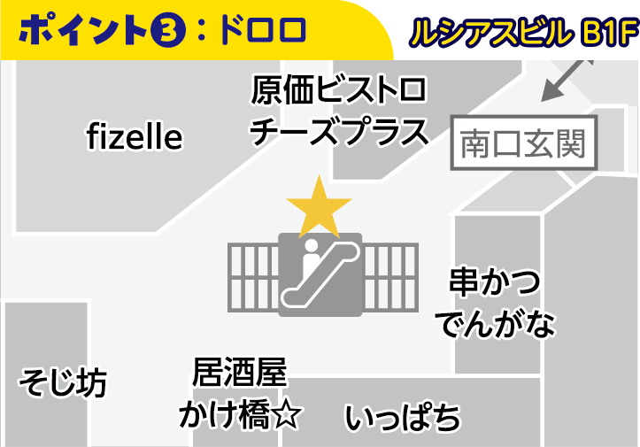 ポイント3：ドロロ ルシアスビル地下1階